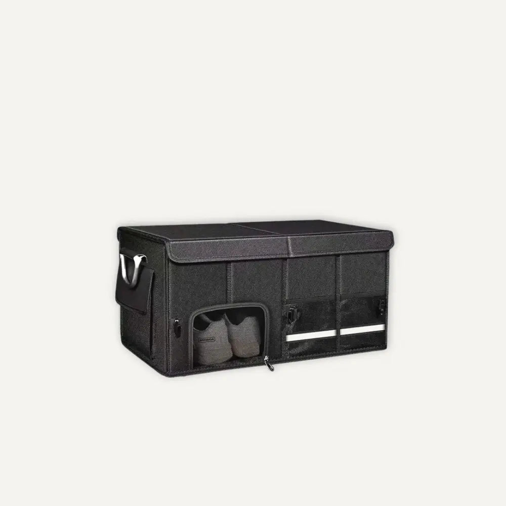 Bac rangement coffre voiture pliable 72L avec une paire de chaussures rangée
