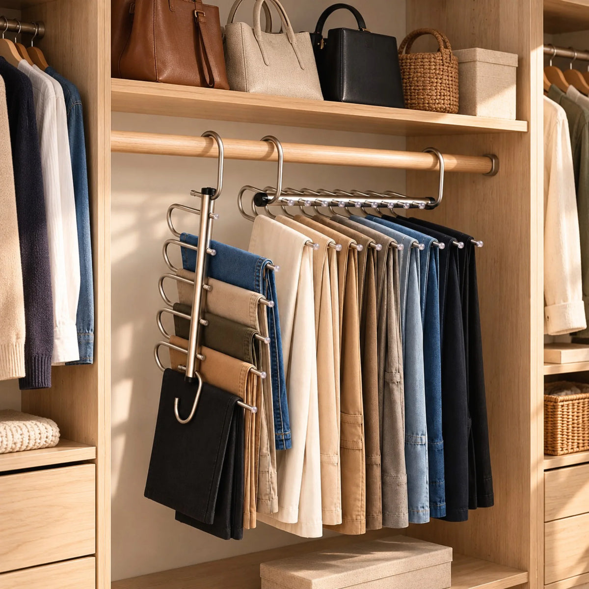 Cintres Pantalon 5 et 9 Barres dans un dressing Image
