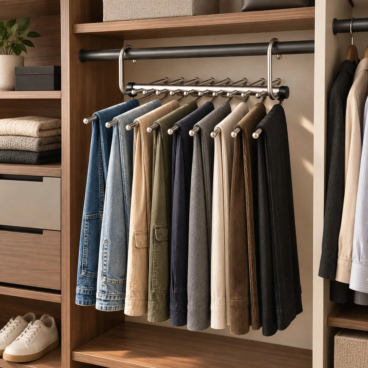 Cintre Pantalon 9 Barres dans un dressing
