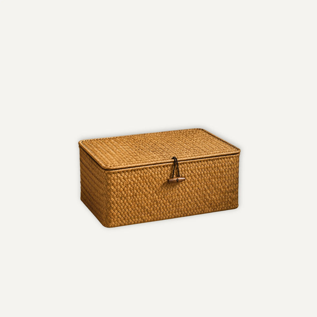 Panier de Rangement Osier Tressé avec Couvercle