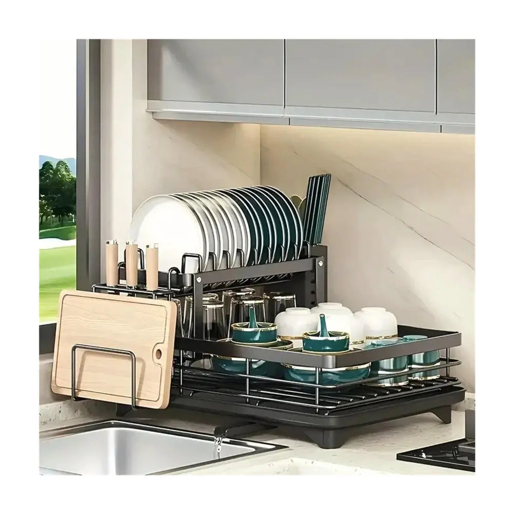 égouttoir à vaisselle, positionné de façon horizontale, dans une cuisine 