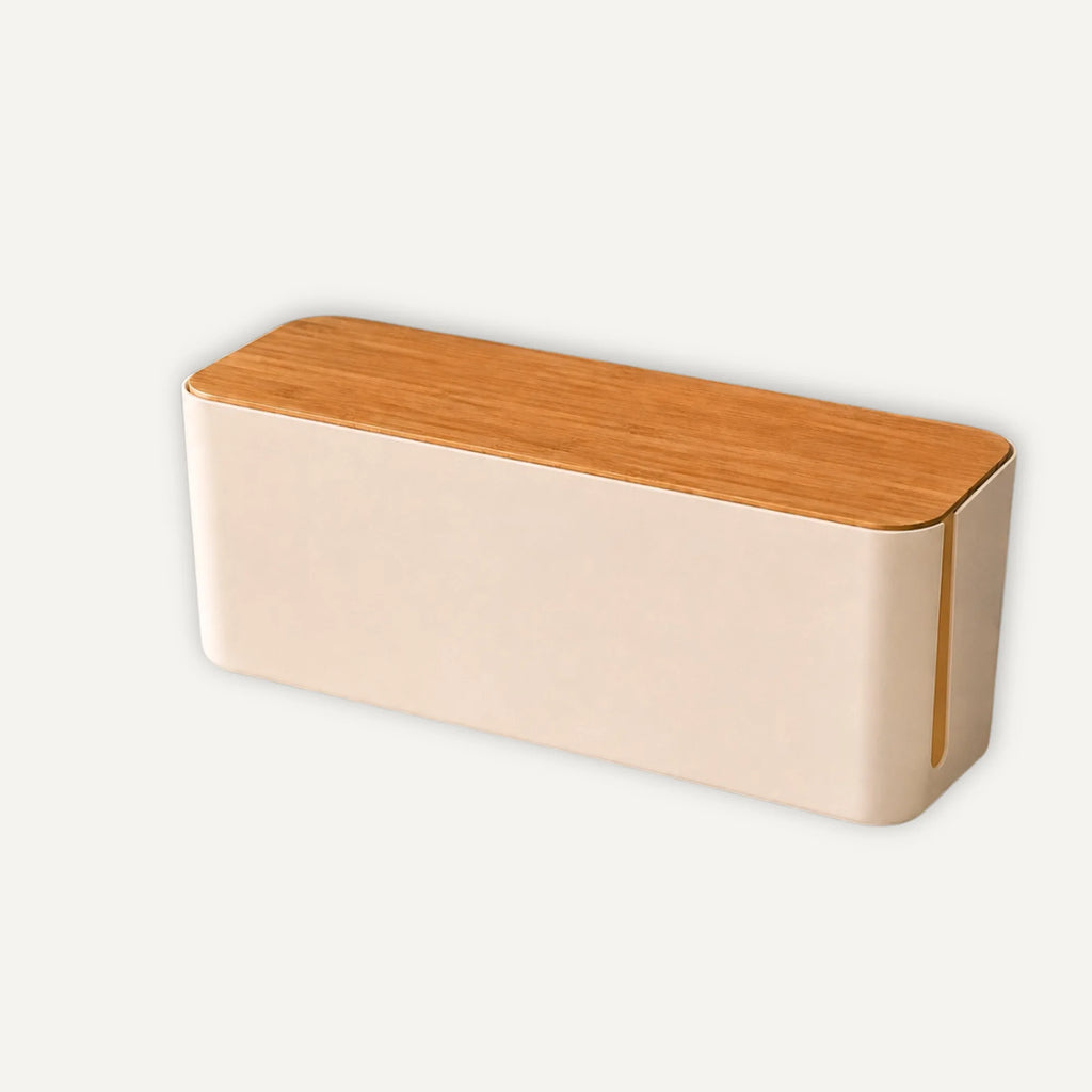 Boîte Cache Multiprise Bureau en Bambou