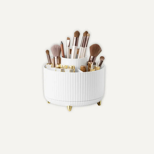 organisateur de maquillage rotatif en plastique avec du maquillage à l'intérieur
