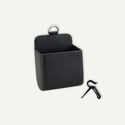 rangement vide et en cuir à accrocher sur une grille d'aération d'une voiture